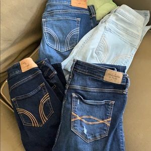 Three pair Hollister jeans, 1 pair Abercrombie